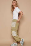 Vintage wash crochet patches distress jogger pants SALE: CAMO / S