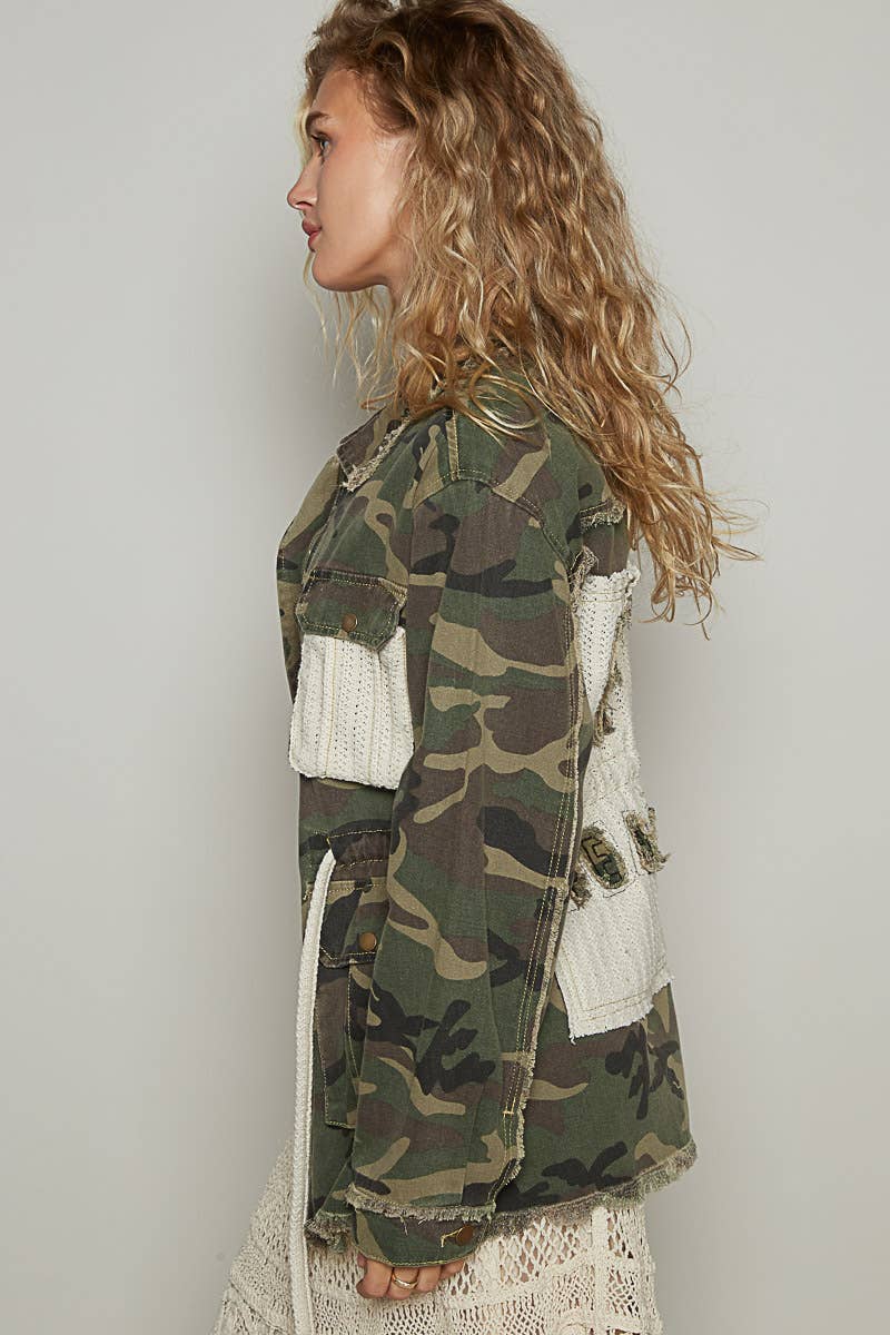 Love & Peace Camo twill collar jacket