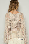 Long sleeve American flag hoodie top Beige