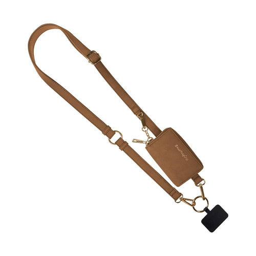 Clip & Go Brushed Vegan Leather Phone Lanyard - RFID Pouch: Black - Black Pouch