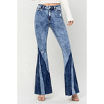 HIGH RISE CONTRAST PANEL SUPER FLARE JEANS F4920: FORESIGHT / 31