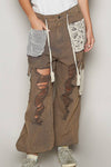 Vintage wash crochet patches distress jogger pants SALE: CAMO / S