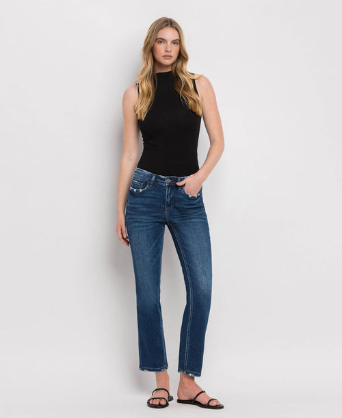 MID RISE ANKLE SLIM STRAIGHT JEANS F4999: WAX PLANT / 31