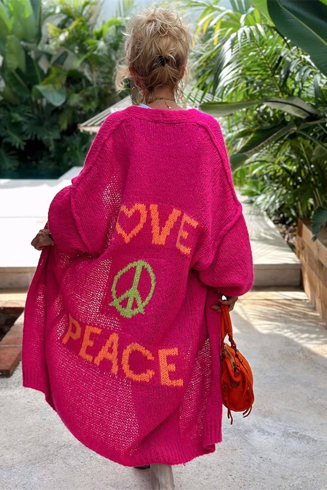 Love & Peace Exposed Seam Knit Sweater Long Cardigan: Beige / M