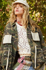 Love & Peace Camo twill collar jacket