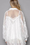 Pol pearl and lace shirt in white!