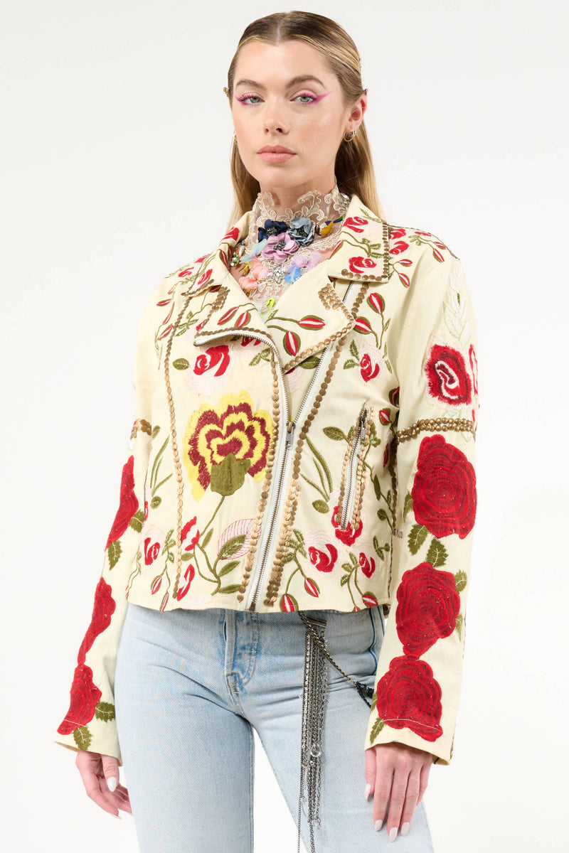 Aratta Carmen Embroidered Jacket: Ivory