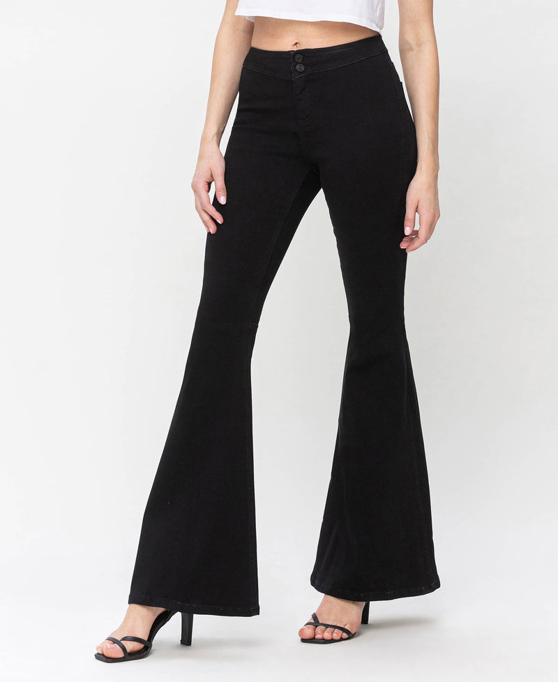 BLACK HIGH RISE SUPER FLARE JEANS LV1149: CLEVERLY / 28