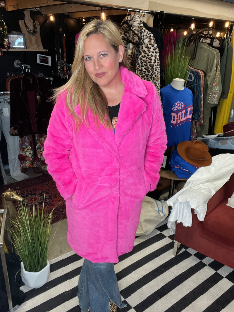 Softest Pink Faux Fur coat