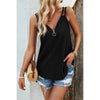 Half Zipper Deep V Neck Hollow Out Solid Top: BLACK / S