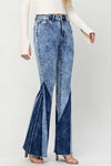 HIGH RISE CONTRAST PANEL SUPER FLARE JEANS F4920: FORESIGHT / 30