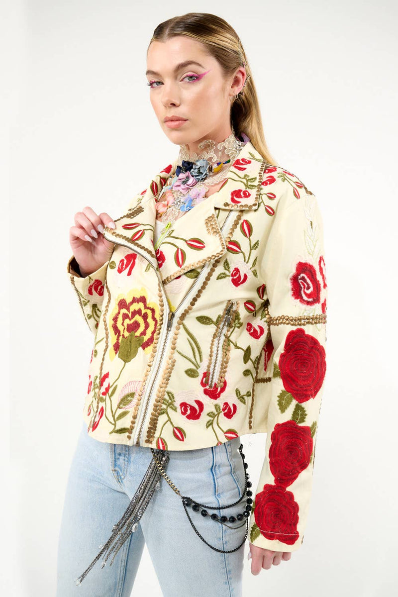 Aratta Carmen Embroidered Jacket: Ivory