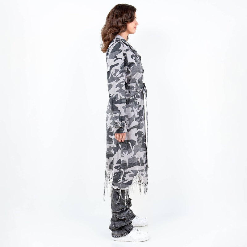 GRAY CAMOUFLAGE TRENCH GREY CAMO