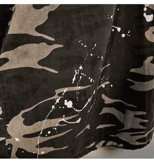 Camo Wide Leg pant with paint splatter