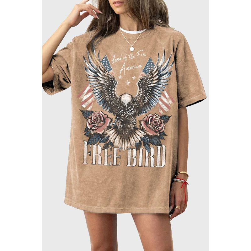 FREE BIRD AMERICA OVERSIZED MINERAL GRAPHIC TEE: Mineral Black / XL