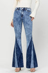 HIGH RISE CONTRAST PANEL SUPER FLARE JEANS F4920: FORESIGHT / 31