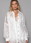 Pol pearl and lace shirt in white!