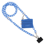 Clip & Go Crossbody Ice Chain Phone Accessory : White Chain with Blue Pouch