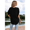 Contrast Tape Batwing Sleeve Loose Fit Blouse: BLACK / XL