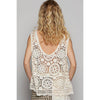 Round neck sleeveless crochet top: NATURAL / OS