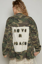 Love & Peace Camo twill collar jacket