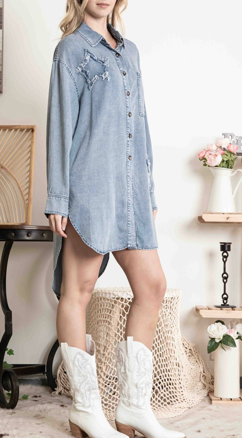 Soft Denim Star Duster shirt dress