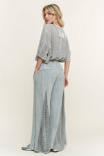 MineralWashed Lace summer blouse top HT6394 : Natural / S-M-L / 2-2-2