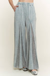Mineral Washed Lace Flare Hippie boho Pants HP6566: Natural / S-M-L/ 2-2-2