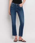 MID RISE ANKLE SLIM STRAIGHT JEANS F4999: WAX PLANT / 30