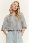 MineralWashed Lace summer blouse top HT6394 : Natural / S-M-L / 2-2-2