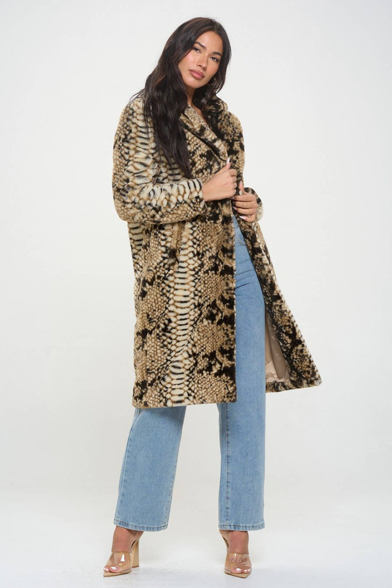 Print Faux Fur Coat: Leopard / XL