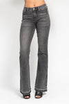 Judy Blue Mid Rise Gray Release Hem Flare