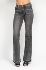 Judy Blue Mid Rise Gray Release Hem Flare