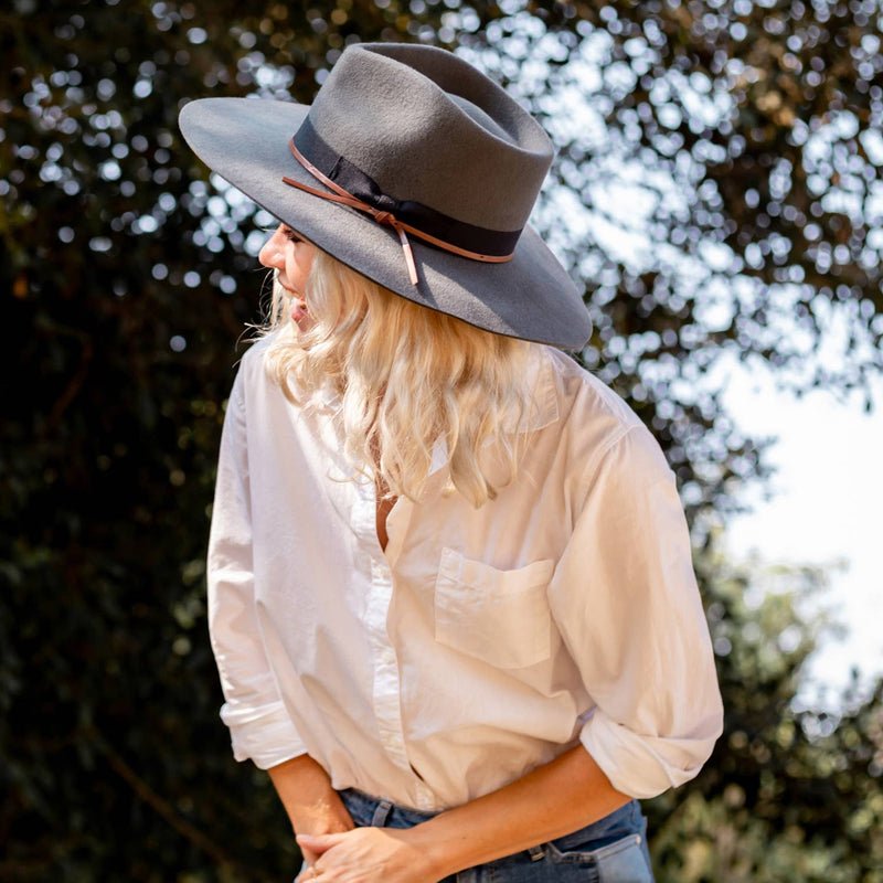 Byron Bay Wool Felt Hat: Grey / Large/Extra Large