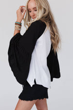 Bell Sleeve Baseball Tee - Black Sleeves