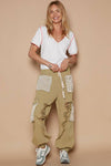 Vintage wash crochet patches distress jogger pants SALE: CAMO / S