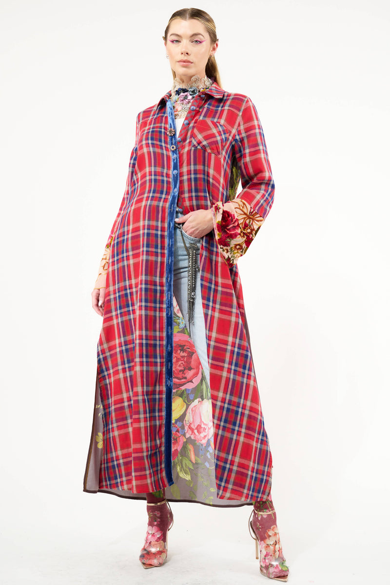 Anna Duster: Red Plaid Combo / XL