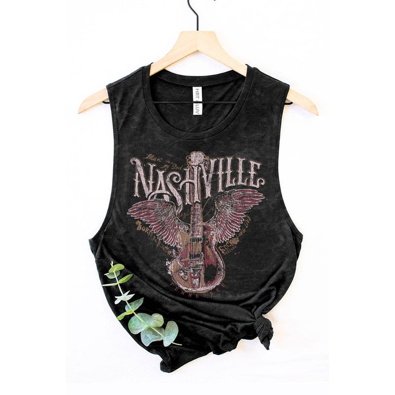 NASHVILLE MINERAL GRAPHIC TANK TOP: MINERAL VINTAGE BLUE / XL