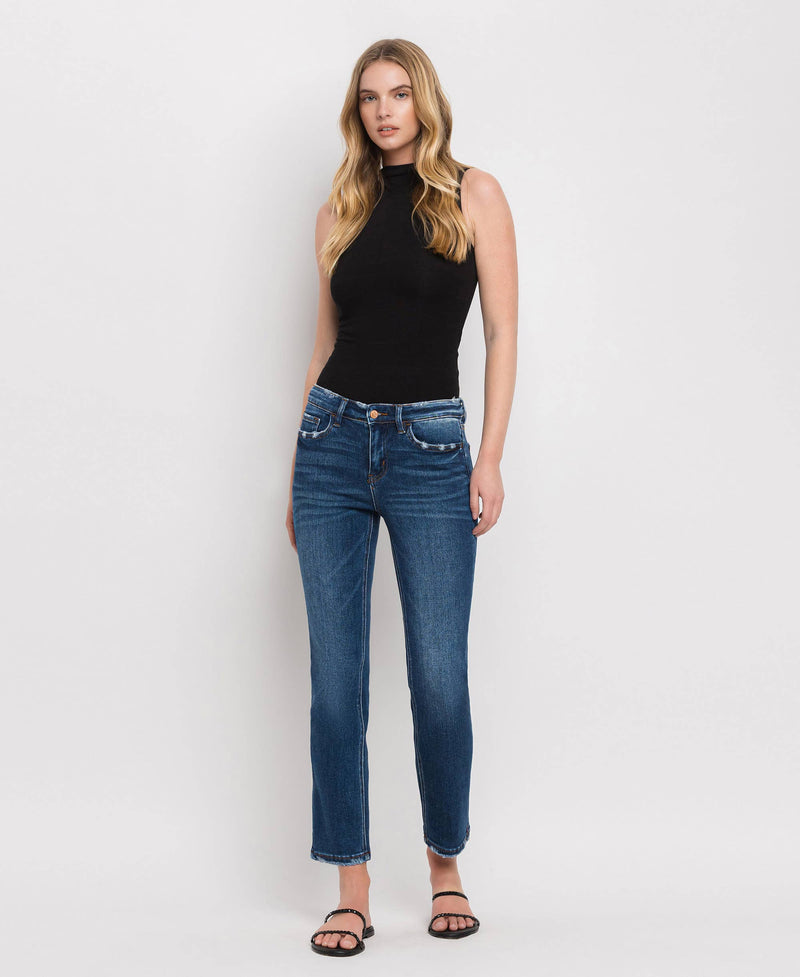 MID RISE ANKLE SLIM STRAIGHT JEANS F4999: WAX PLANT / 30