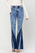 HIGH RISE CONTRAST PANEL SUPER FLARE JEANS F4920: FORESIGHT / 31