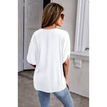 Dolman Sleeve Loose Fit Solid Tunic Top: WHITE / S