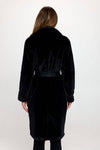 Black Belted Faux Fur Coat