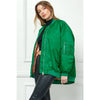 Long Army Green bomber jacket high low with side slipper