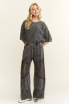 MineralWashed Lace summer blouse top HT6394 : Natural / S-M-L / 2-2-2