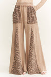 Mineral Washed Leopard Animal Print Flare Pants HP5783P1: Charcoal / S-M-L / 2-2-2