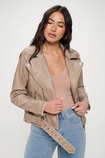 Spring Biker Jacket with Belt