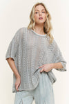 MineralWashed Lace summer blouse top HT6394 : Natural / S-M-L / 2-2-2