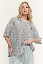 MineralWashed Lace summer blouse top HT6394 : Natural / S-M-L / 2-2-2