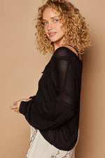 Black Overlay v-neck sweater top