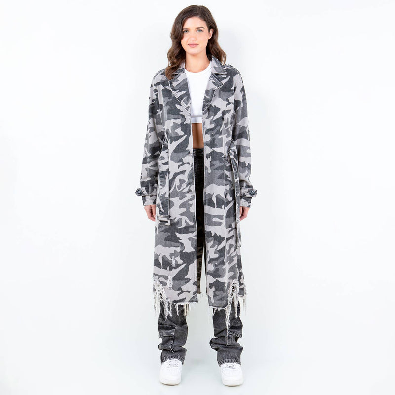 GRAY CAMOUFLAGE TRENCH GREY CAMO